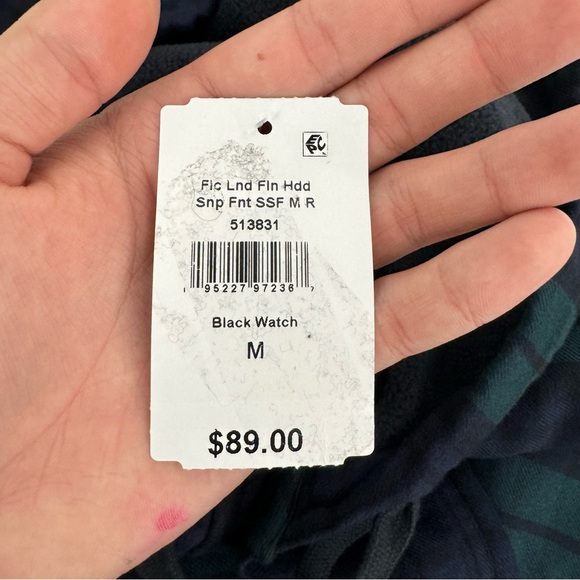 NWT L.L. Bean Hooded Fleece Lined Plaid Flannel Snap Front Men’s M 513831 - Picture 5 of 10